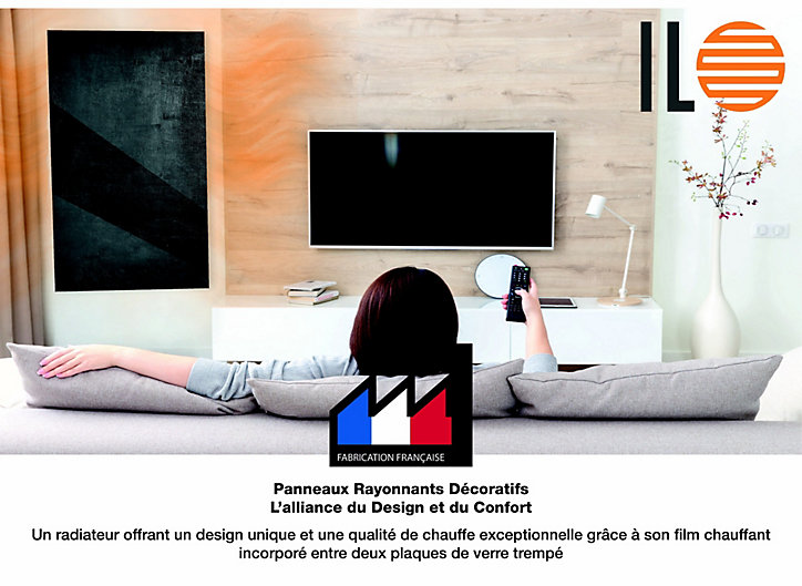 Radiateur électrique à rayonnement avec soufflerie Ilo Fanmix en verre design Béton Glace 1750W