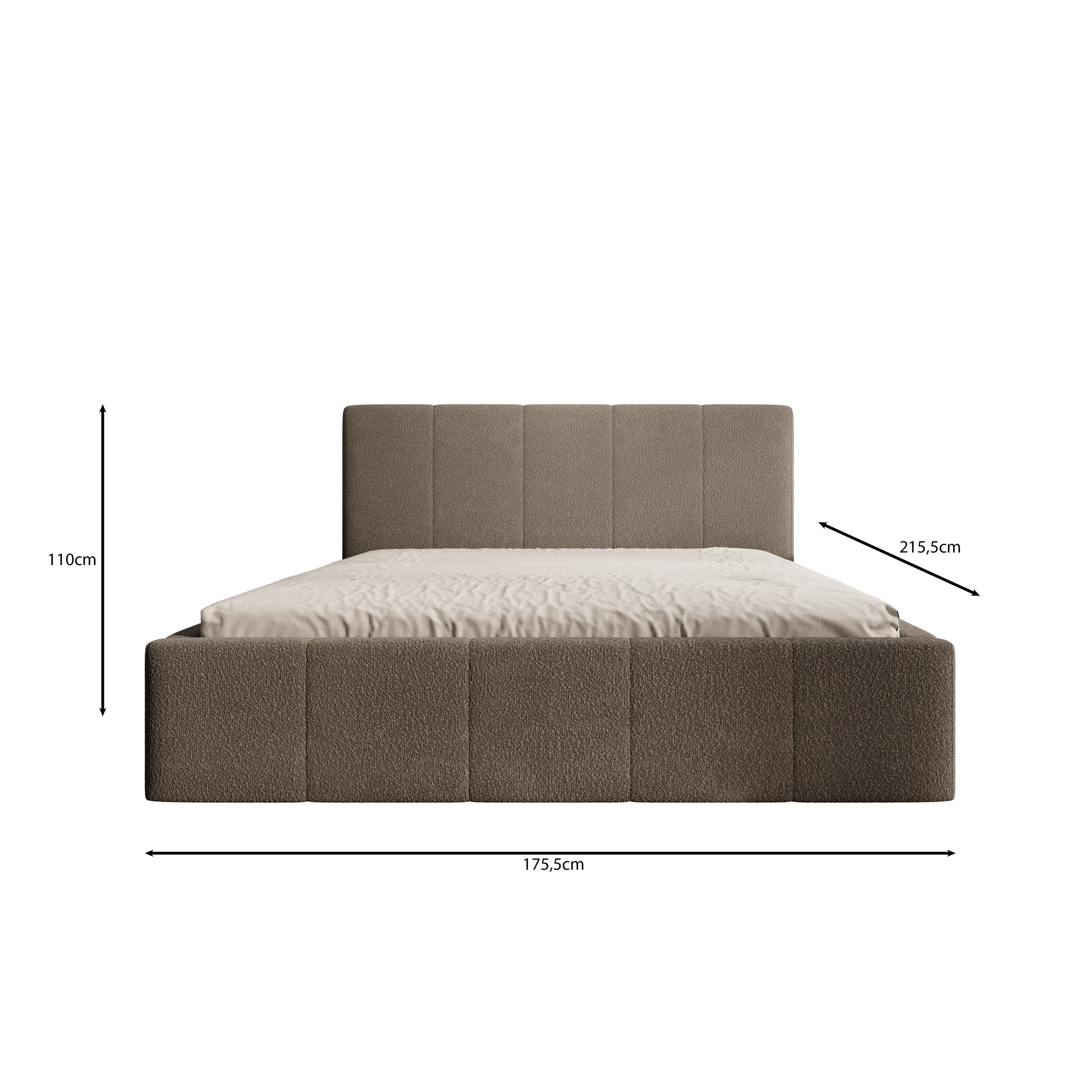 Meubella - Anobon - Tweepersoonsbed - Grijs - 160x200 cm
