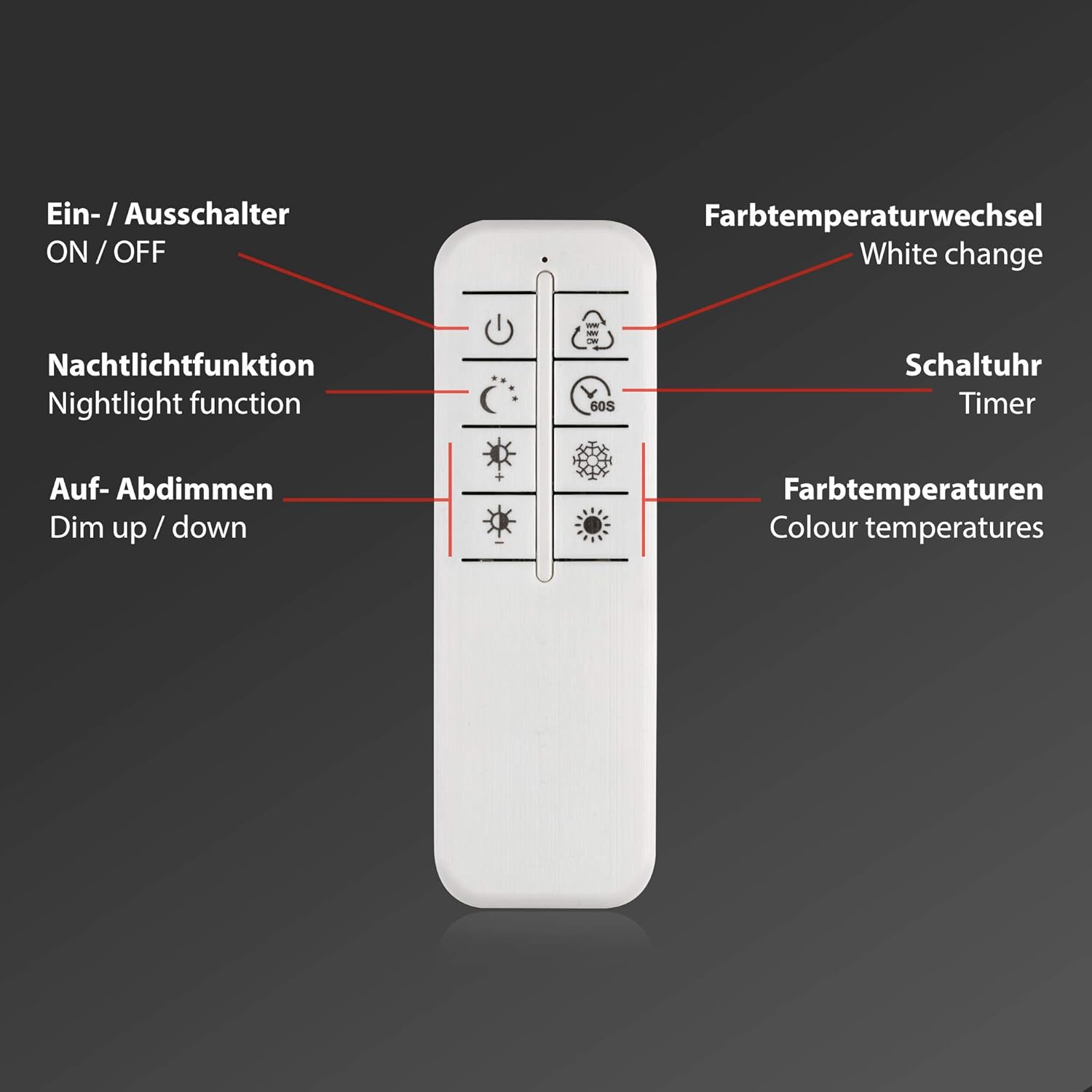 BRILONER Leuchten – Deckenlampe LED, Dimmbar, Deckenleuchte mit Fernbedienung, LED Frame, Farbtemperatur einstellbar, Chrom-Alu, 1165x330x95 mm