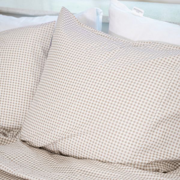 Town & Country Gingham Dekbedovertrek - 140 x 220 cm - Taupe