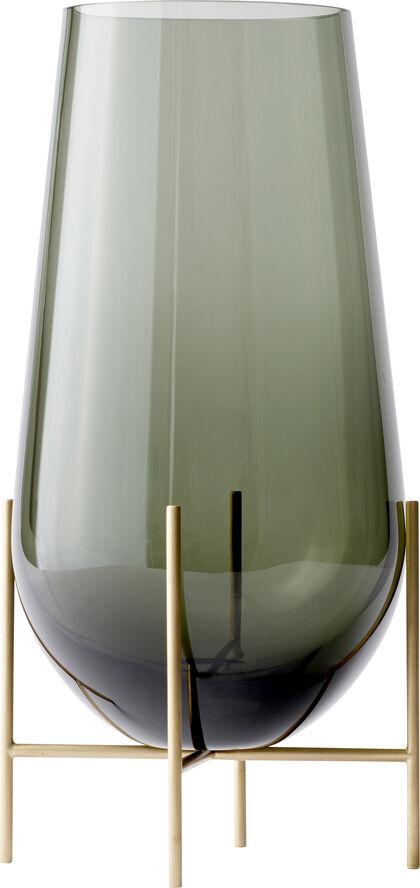 Audo Copenhagen Echasse Vase, L, Smoke/Brushed Bras Grå