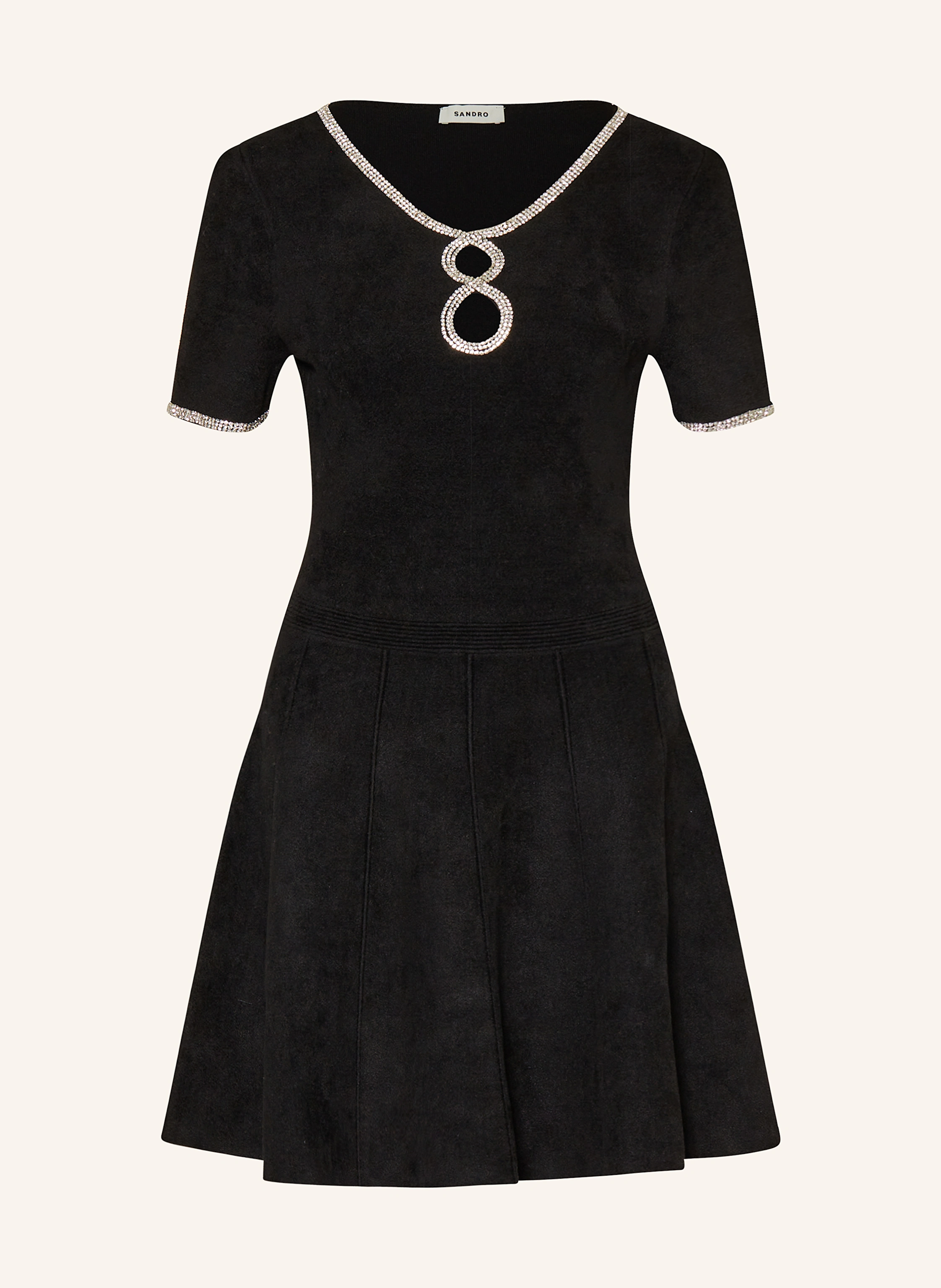SANDRO Kleid mit Schmucksteinen und Cut-outs