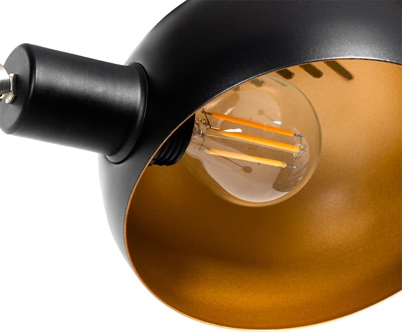 Qazqa - Design Design-Stehlampe schwarz mit Gold I Messing 5 Lichter - Sixties Marmo I Wohnzimmer I Schlafzimmer - Stahl Länglich - LED geeignet E14