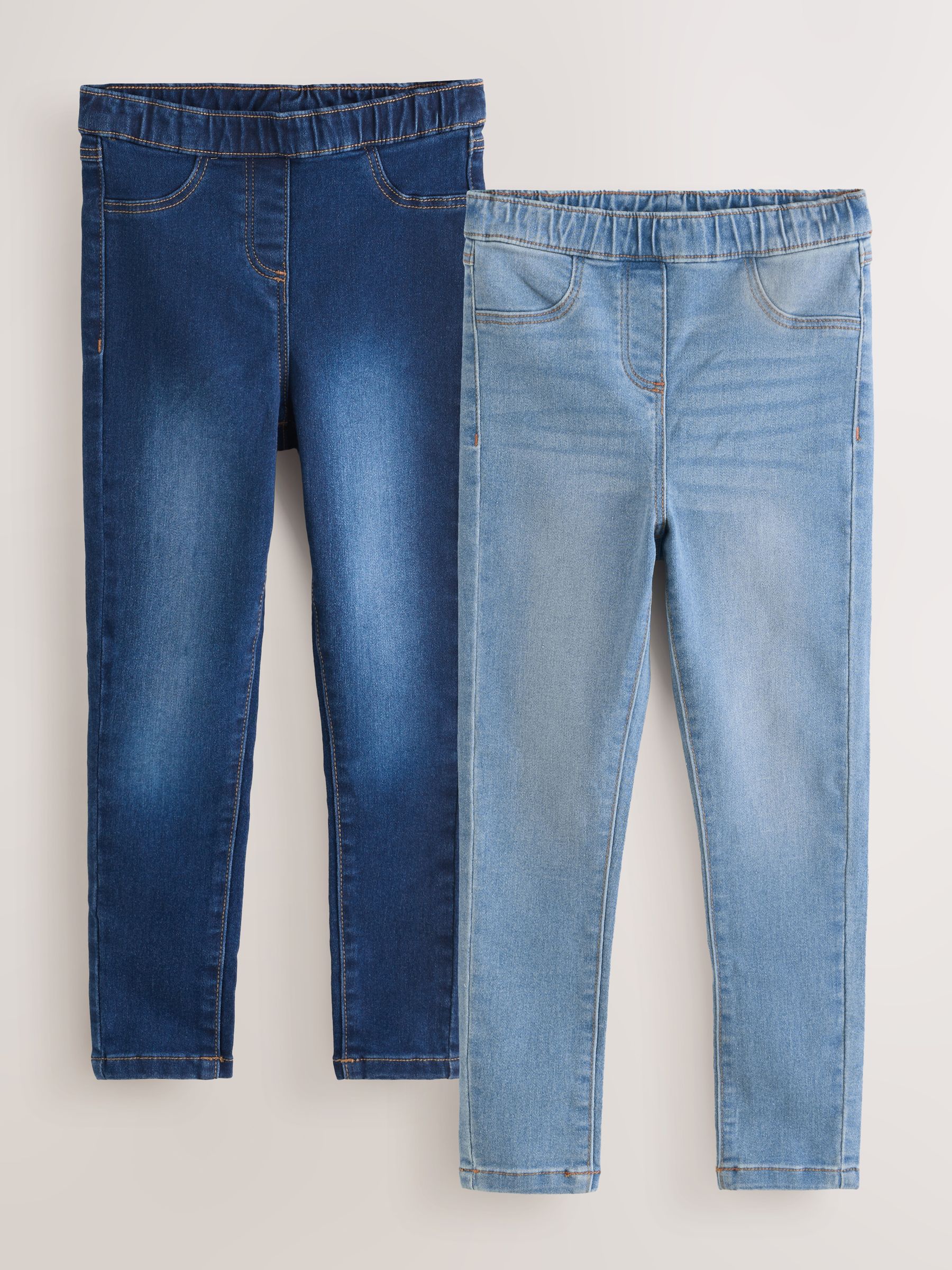 Blauw - Set van 2 jeggings met elastische taille (3-16 jr)