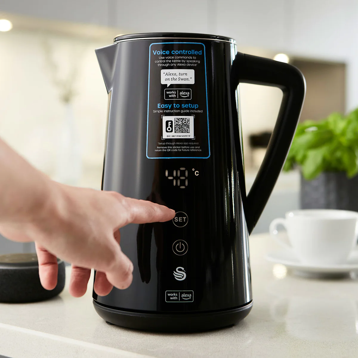 Alexa Bouilloire Électrique Intelligente WIFI 1,5L, Sans Fil, Écran Ta