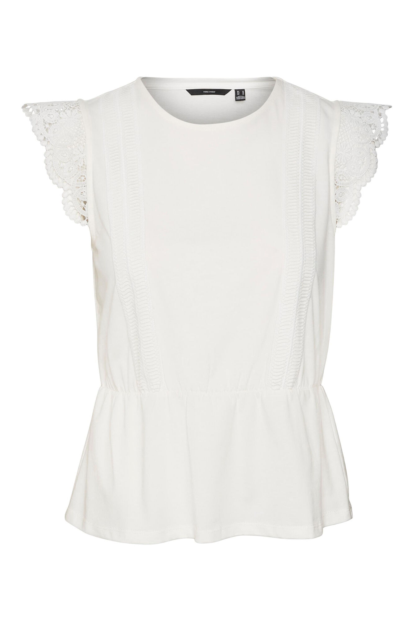 Blusa sem mangas com detalhes em renda - Branca
