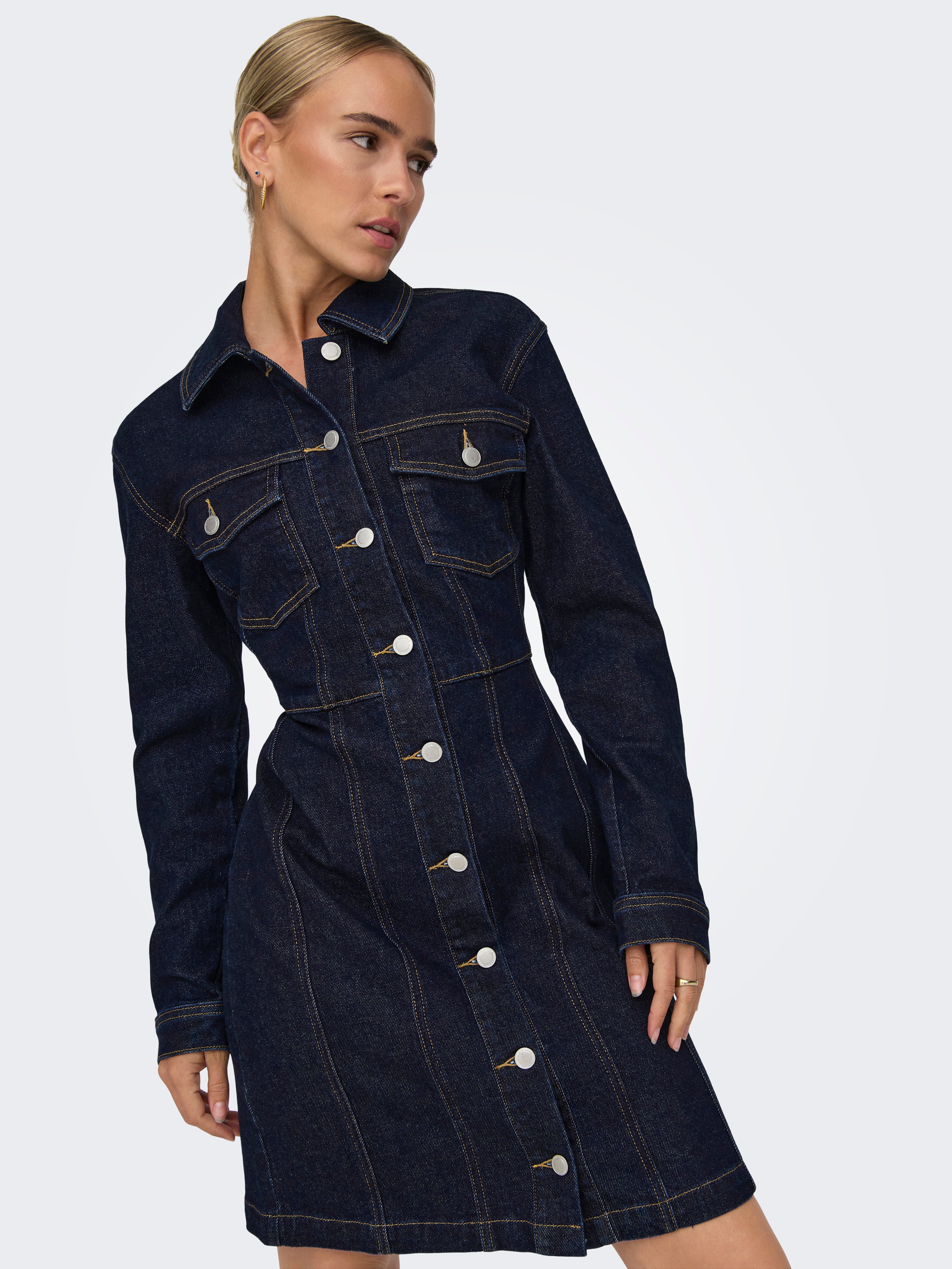 ONLHEATHER Langes Kleid Dark Blue Denim