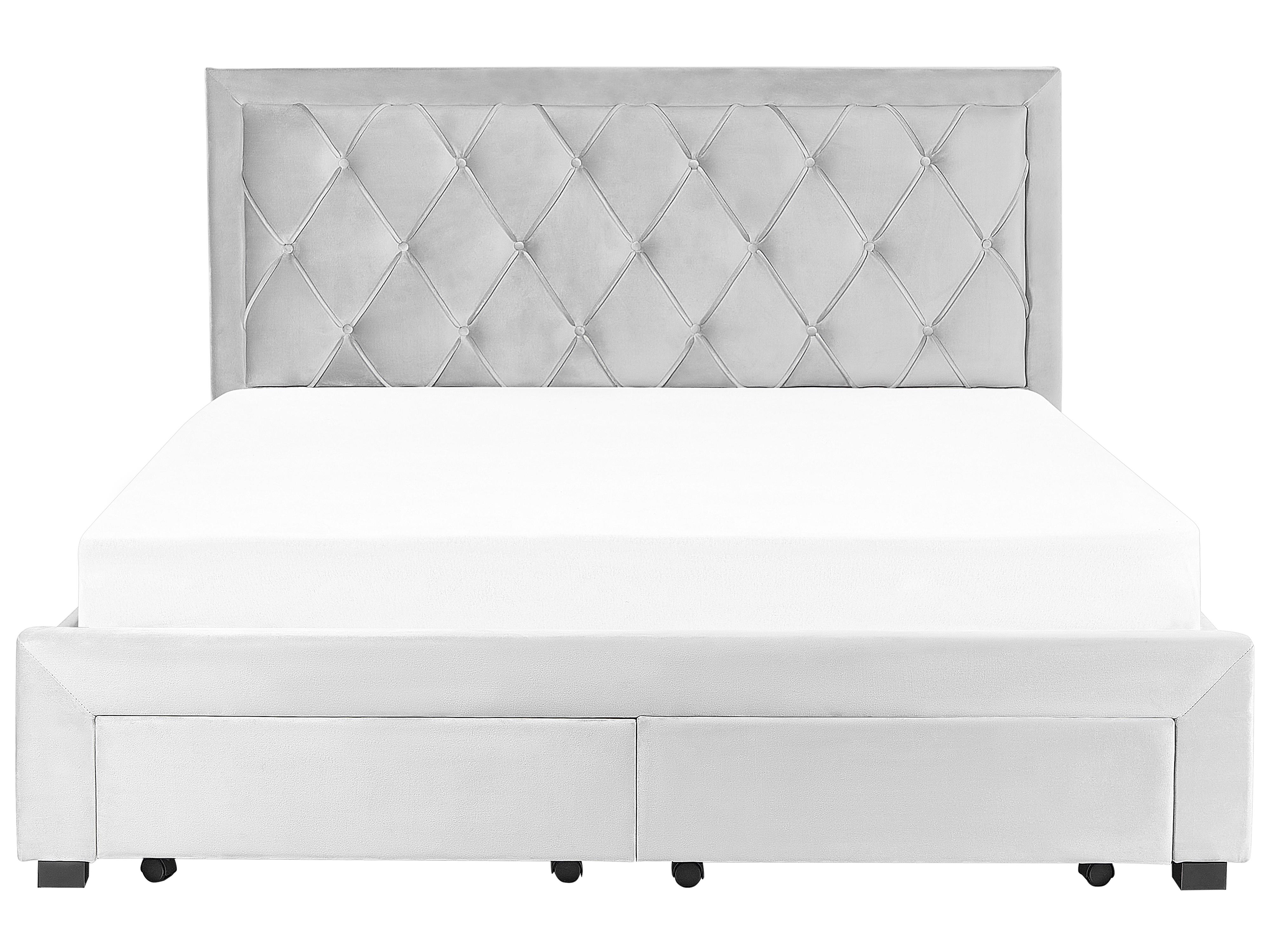 Bed met opbergladen Fluweel LIEVIN 180 x 200 cm Lichtgrijs