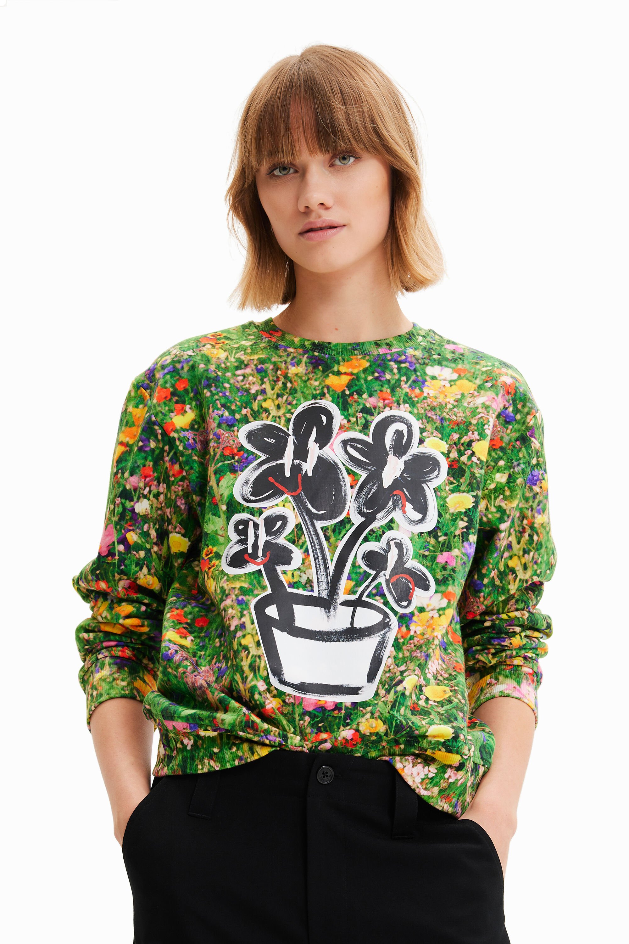 Sweat-shirt fleuri plante