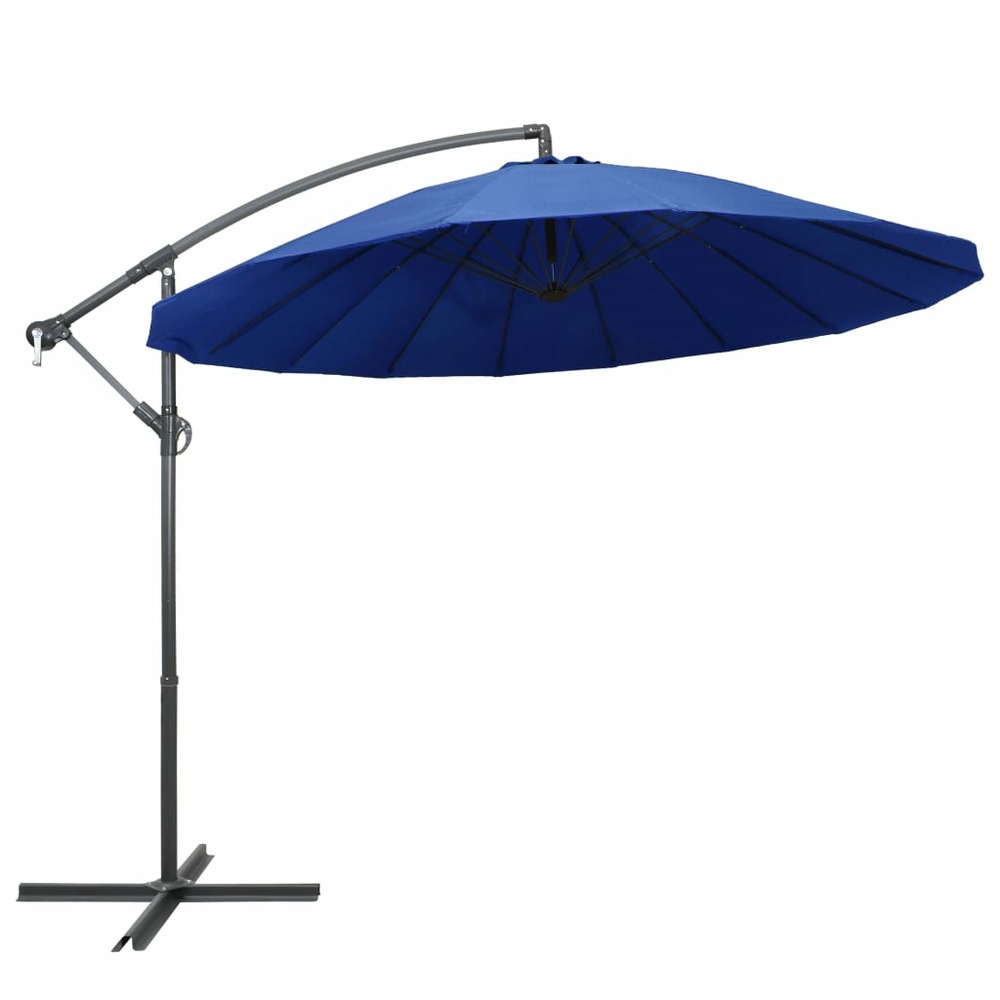 Parasol suspendu 3 m mât en aluminium bleu