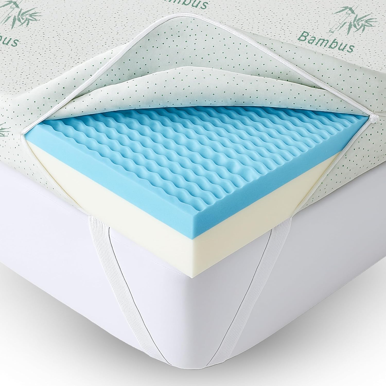 Welldora Premium Topper 160x200cm – ideal für unbequeme Matratze, Schlafsofa & Boxspringbett, wendbar mit 2 Härten, orthopädischer 5-Zonen-Matratzentopper, Oeko-TEX, Bambus & fachärztlich geprüft