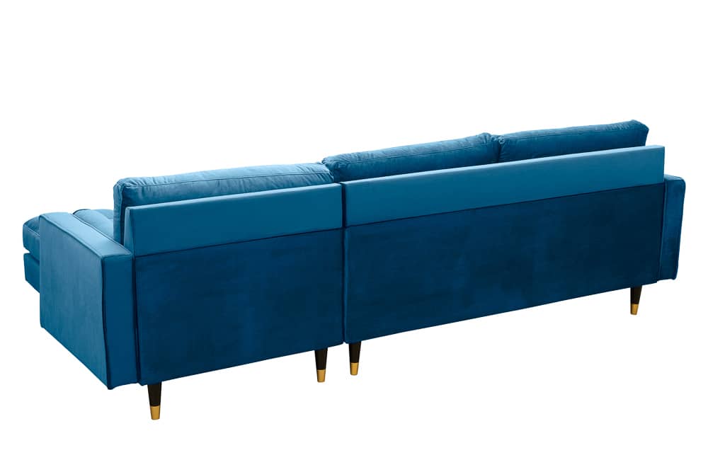 Elegantes Ecksofa COZY VELVET 260cm blau petrol Samt Federkern 3-Sitzer