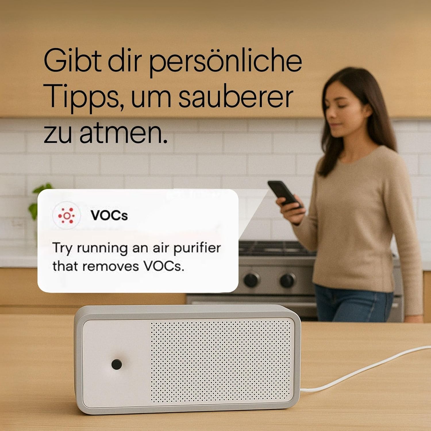 Awair Luftqualitätsmessgerät, innovatives CO2 Messgerät (Kohlendioxid-Melder), Monitor für Temperatur, Luftfeuchtigkeit, Feinstaub (PM 2,5) oder Chemikalien (VOC), Luftsensor, mit awair App