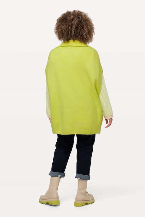 Pullunder, Rippstrick, oversized, Strickkragen, ärmellos