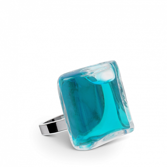 Bague en verre soufflée - Carré Mini Transparent
