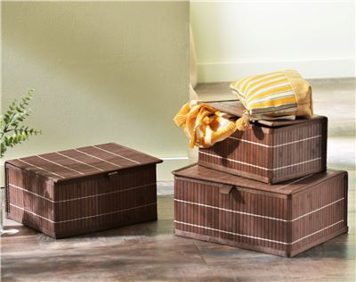 Boîtes de rangement en bambou - set de 3