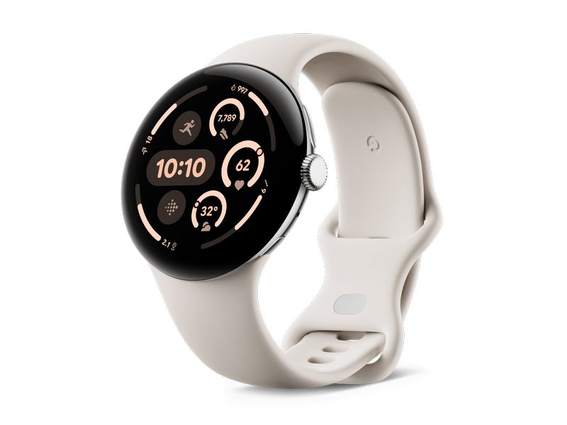 Google Pixel Watch 3 WLAN 45 mm Beige Schlanke Smartwatch mit erweitertem Gesundheits- und Schlaftracking
