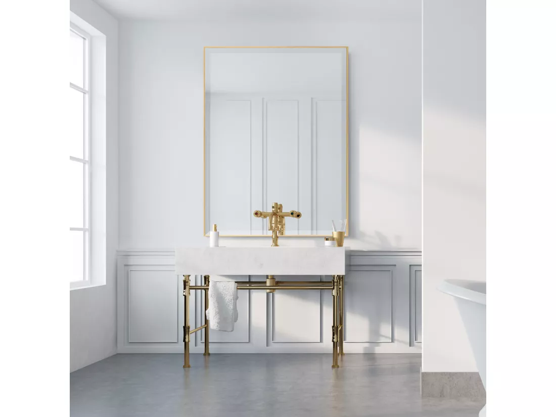 Miroir mural Novoli rectangulaire 92 x 62 cm doré [en.casa]