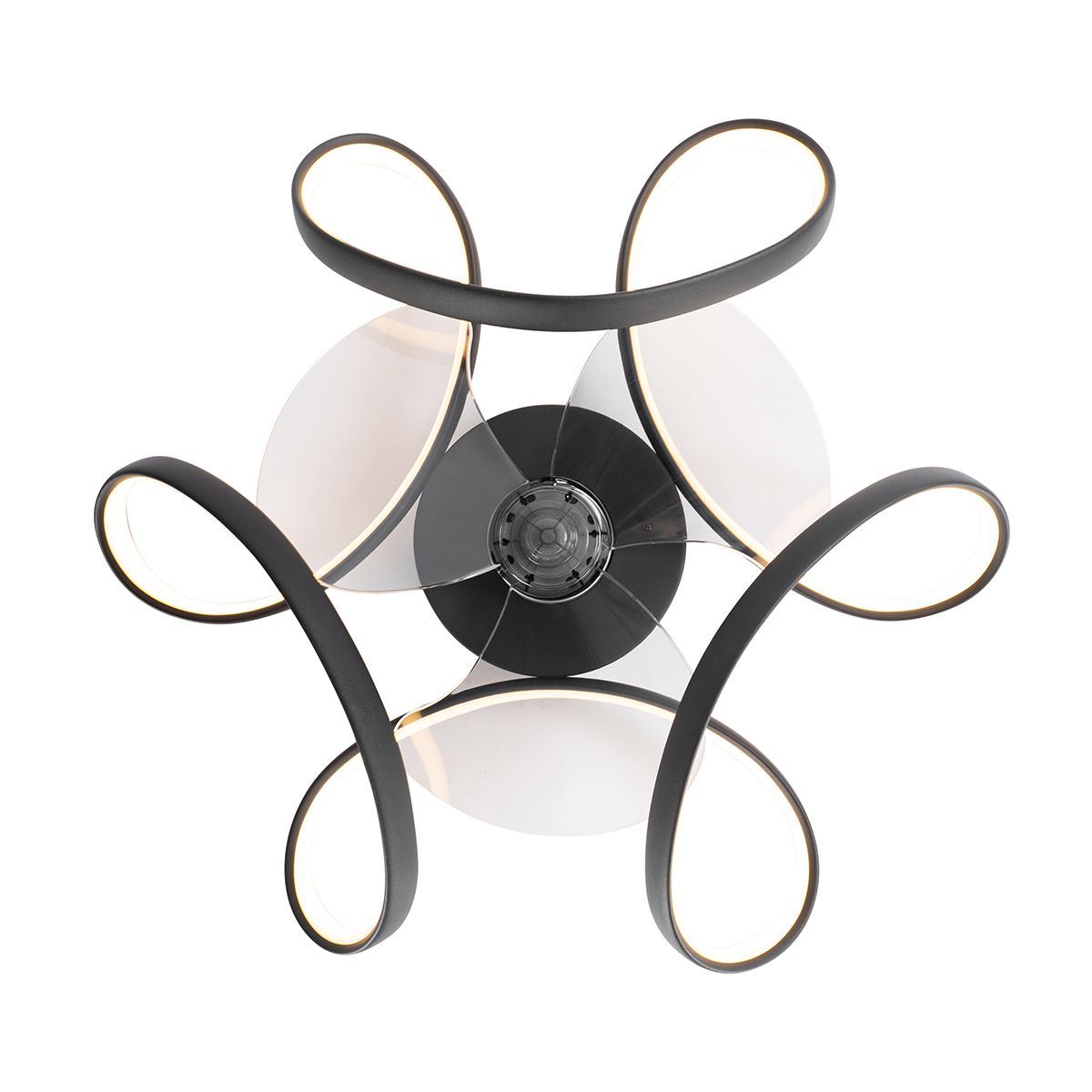 Plafondventilator zwart 55cm incl. LED dimbaar met afstandsbediening - Mandy