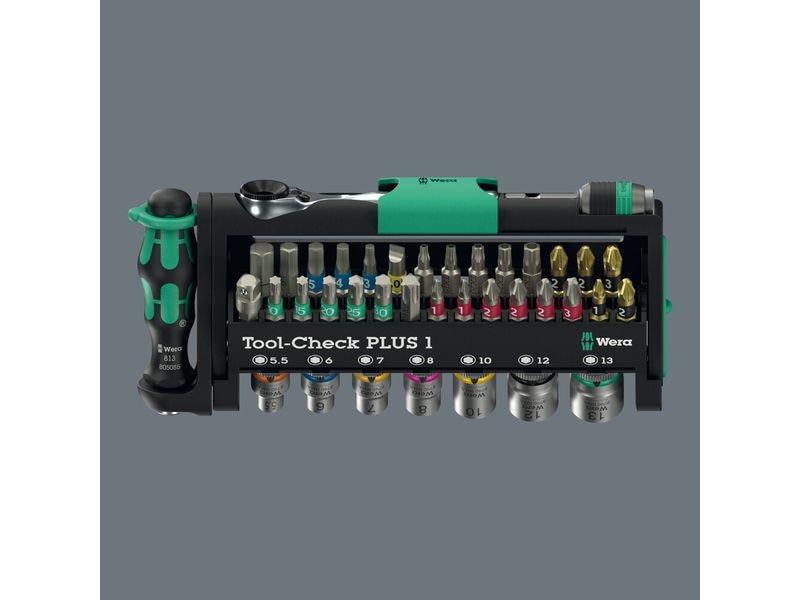 Wera Werkzeug-Set Tool-Check PLUS 1, 39-teilig Bits-Sortiment mit Ratsche   Nüssen