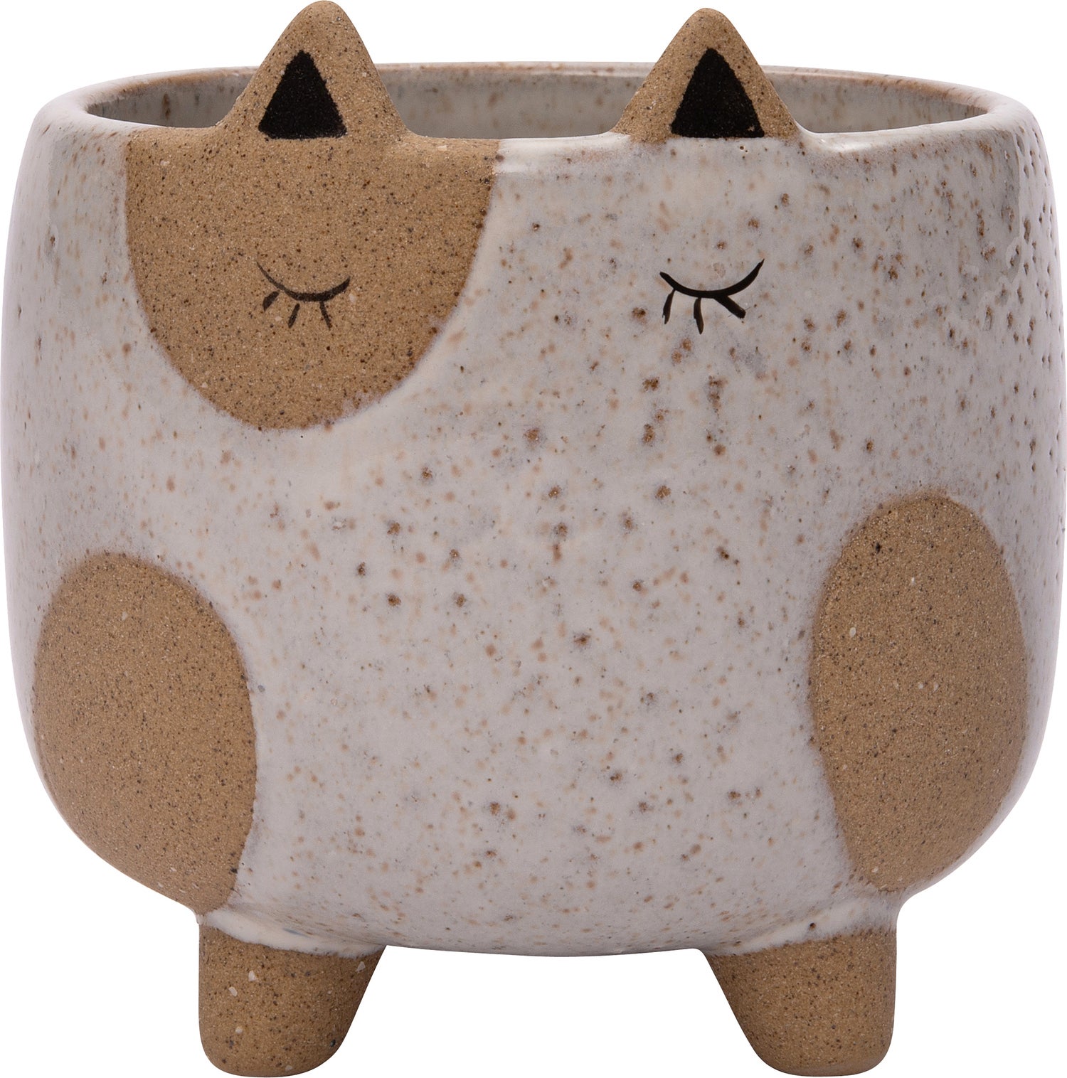 Intratuin bloempot op poten Hond bruin / wit D 10,5 H 10,4 cm