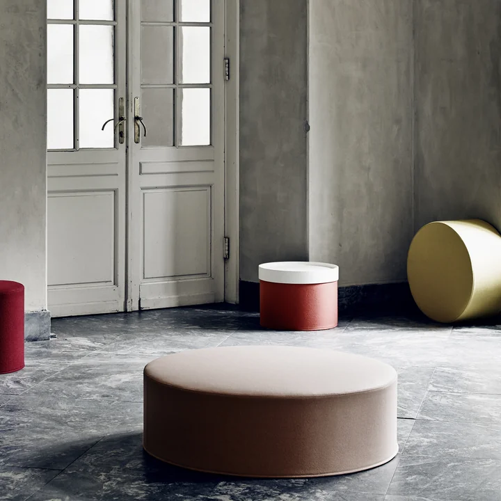 Softline - Drum Hocker / Beistelltisch gross, Ø 60 x H 30 cm, Filz Melange grau (620)