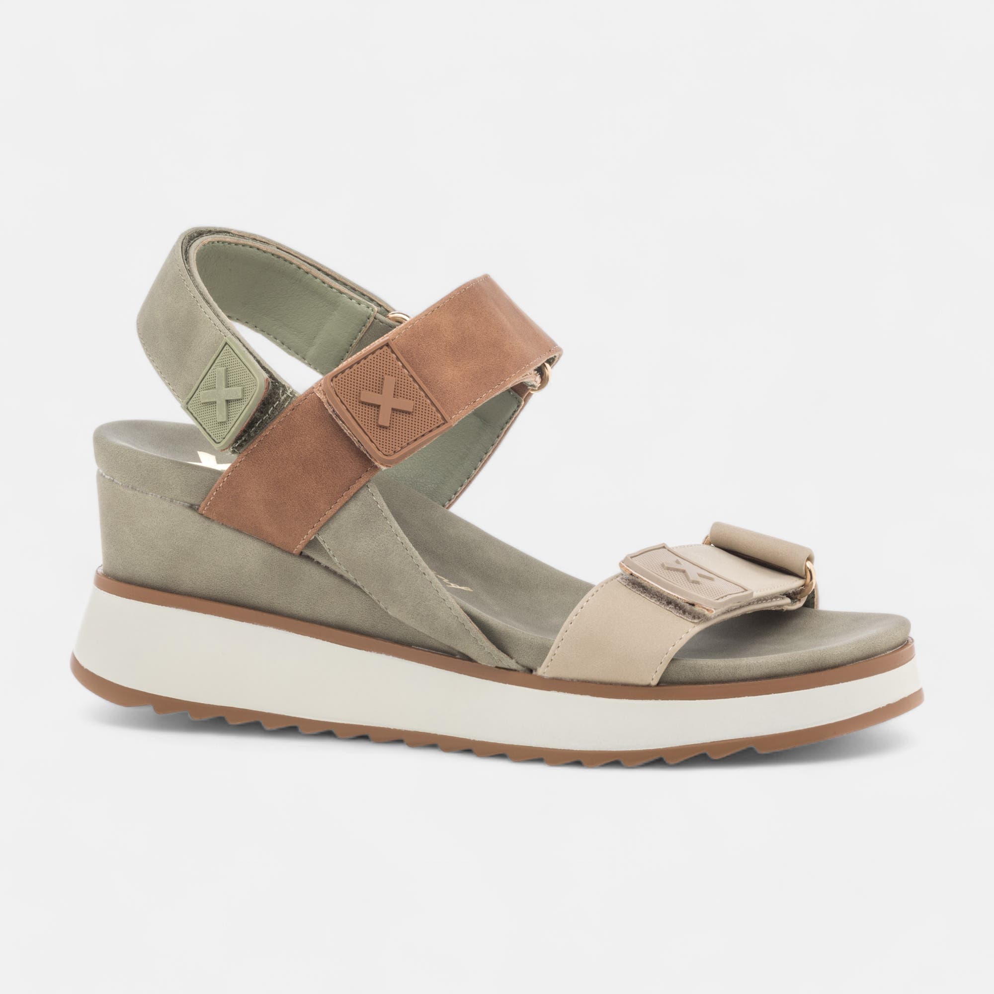 Sandales à talon compensé Femme kaki