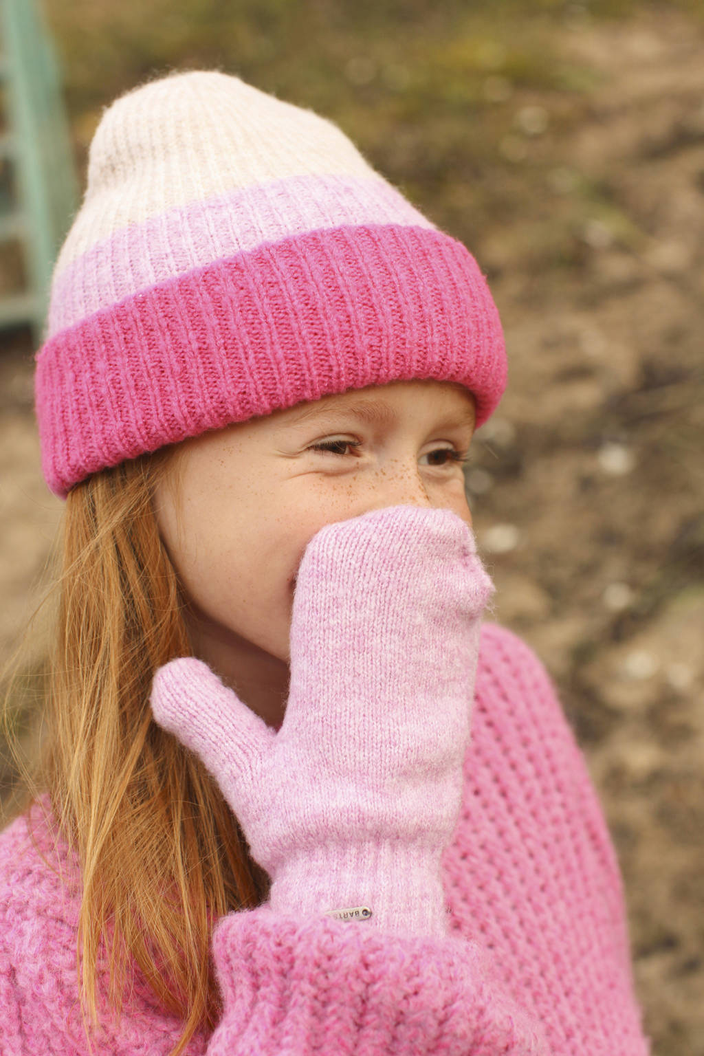 muts roze/ecru