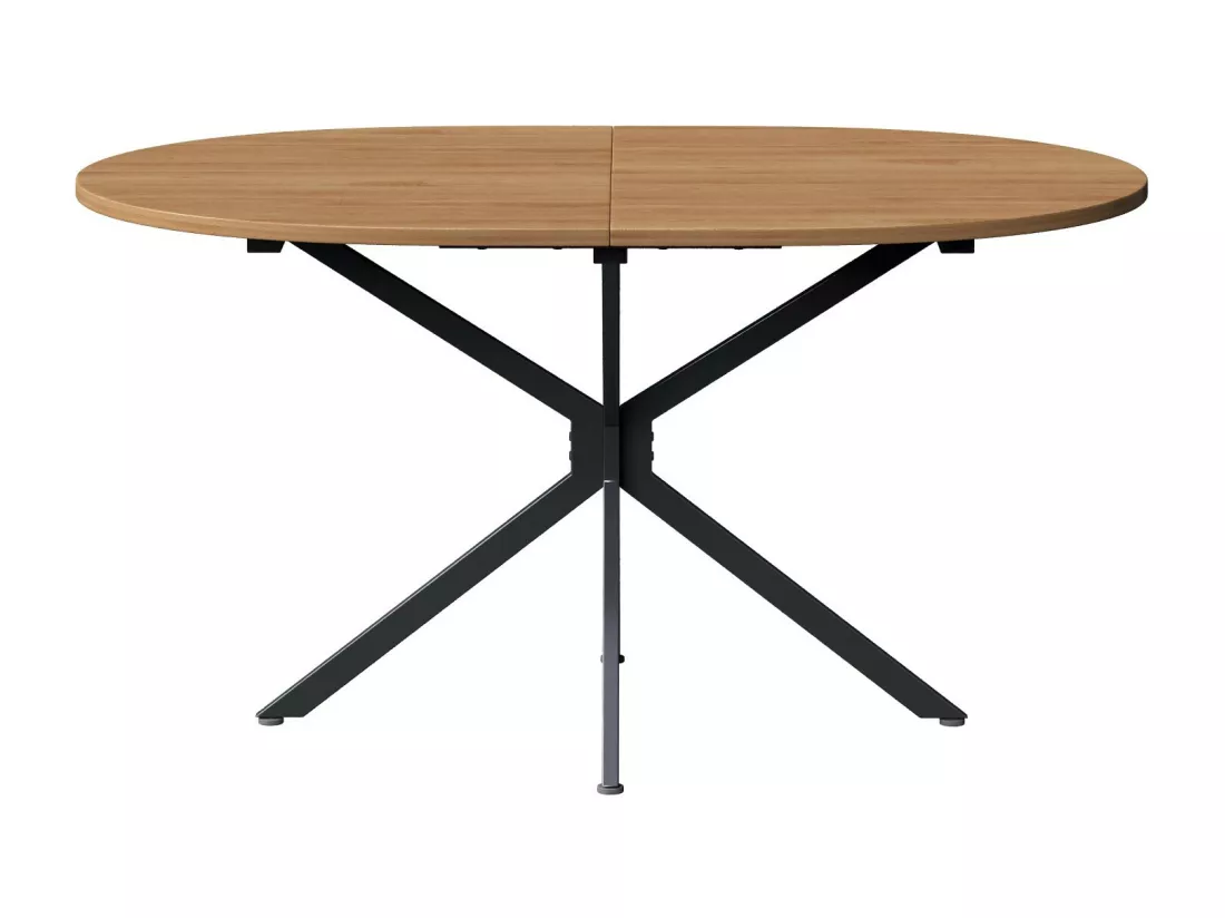 Table à manger ovale 4 à 6 personnes - en MDF et métal - Naturel et noir - Table fixe - 120x80x75.5cm