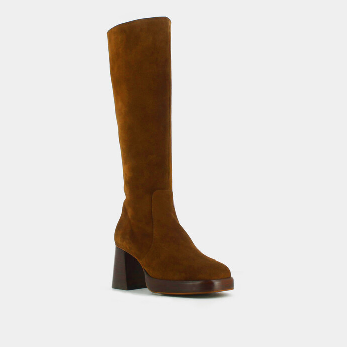Bottes à plateformes  en croute cognac