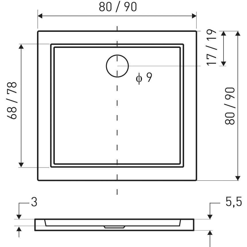 Kerra Oskar douchebak vierkant 80x80x5.5cm wit
