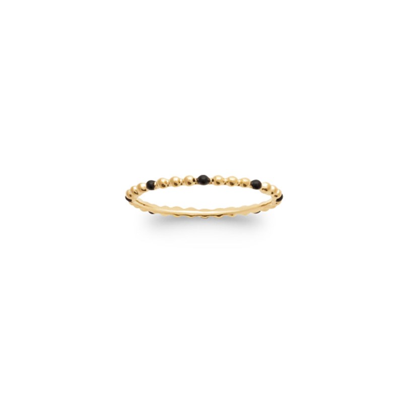 Bague perlée en plaqué or et noir ALBA - Bijoux Privés Discovery