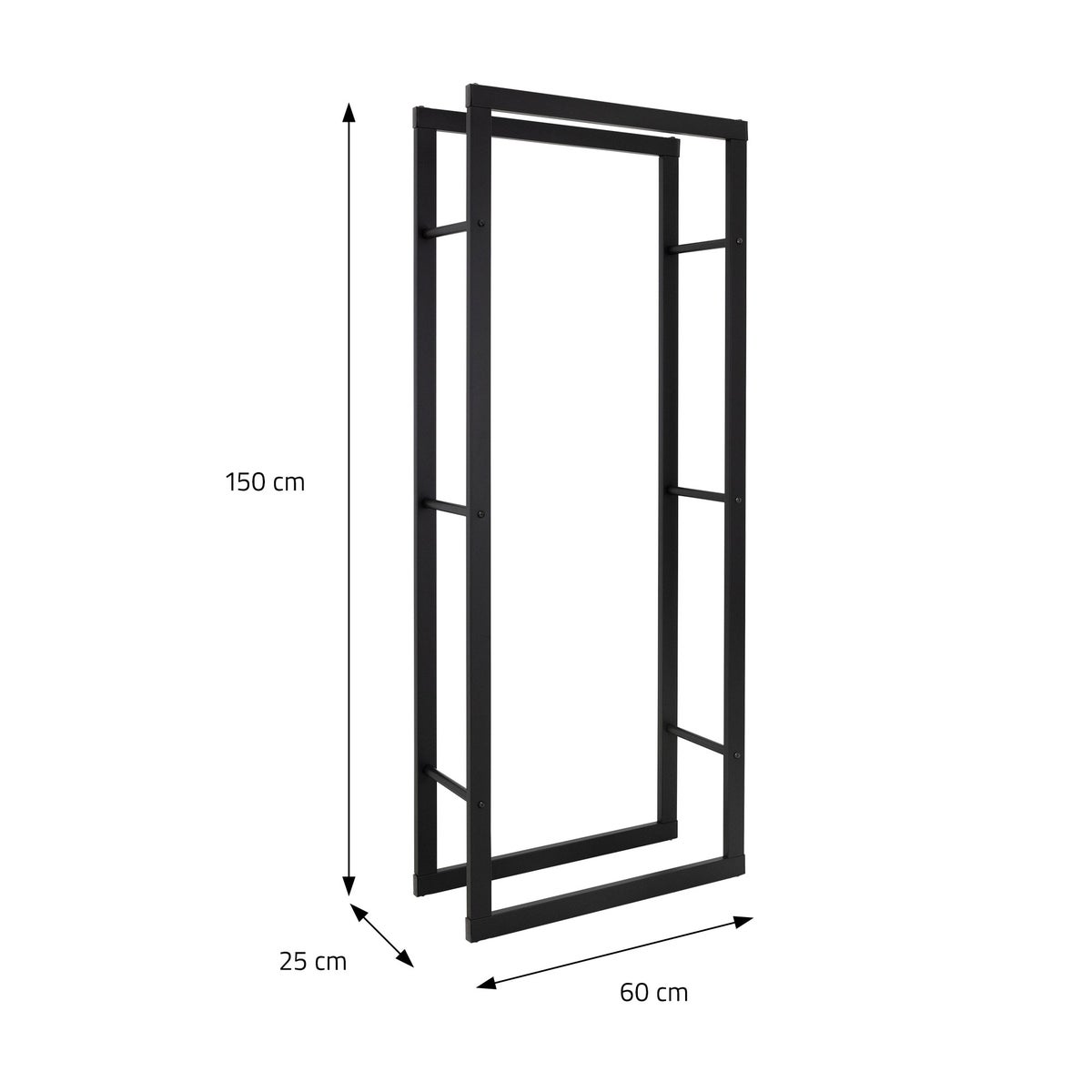 ML-Design Haardhoutrek 60x150x25 cm Rechthoekig, Zwart, Metaal, Binnen/Buiten, Gecoat Staal Haardhoutrek, Haardhoutstandaard, Haardhouthouder, Haardhoutrek voor Open Haard/Kachel