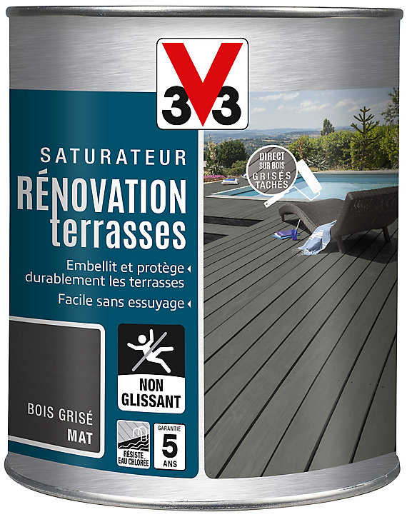 Saturateur extérieur terrasses et bardages Bois grisé V33 1L