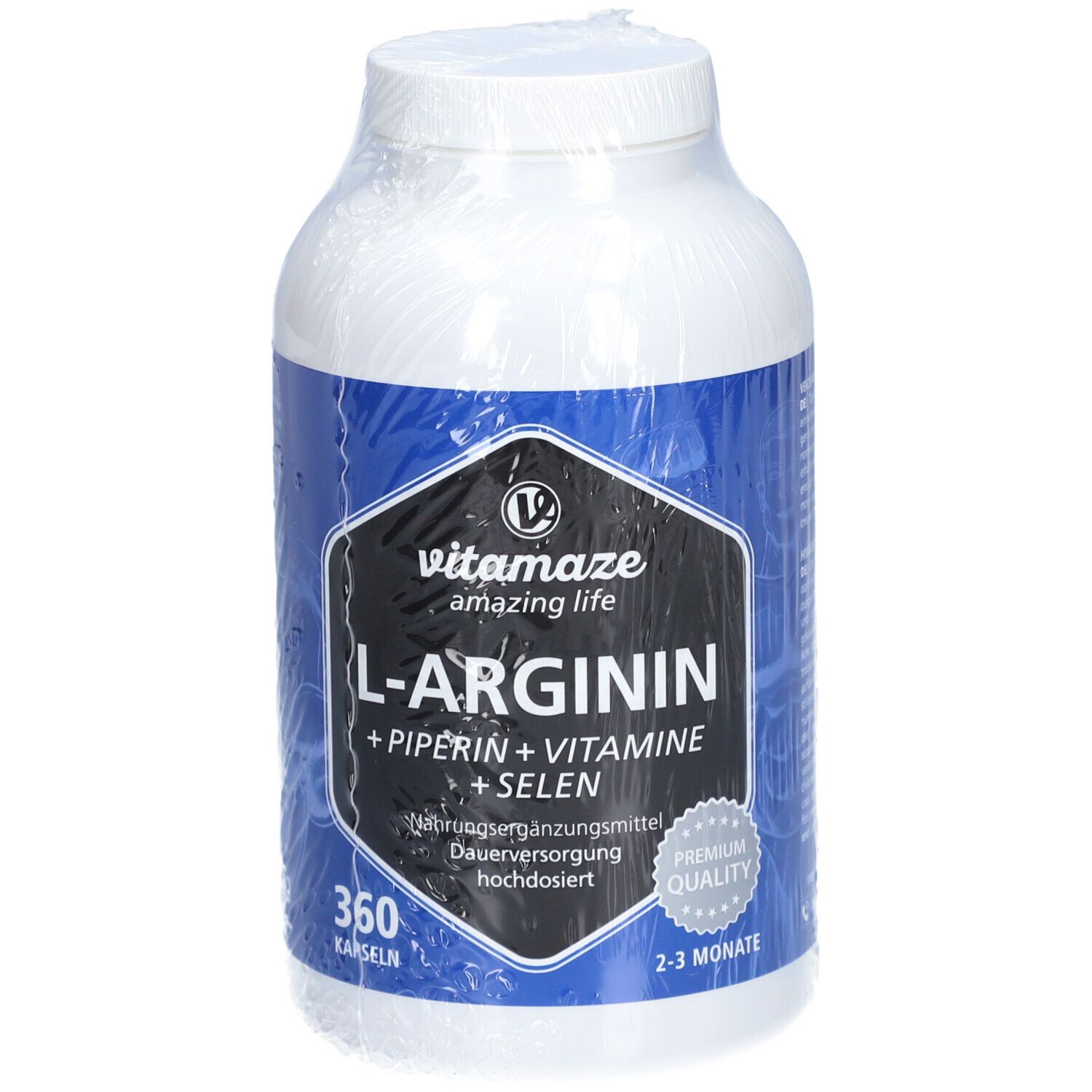 L-ARGININ 750 mg hochdosiert + Piperin + Vitamine