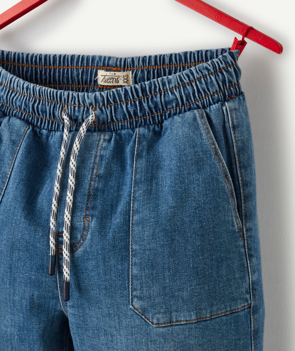 pantalon relax garçon en denim low impact avec cordons