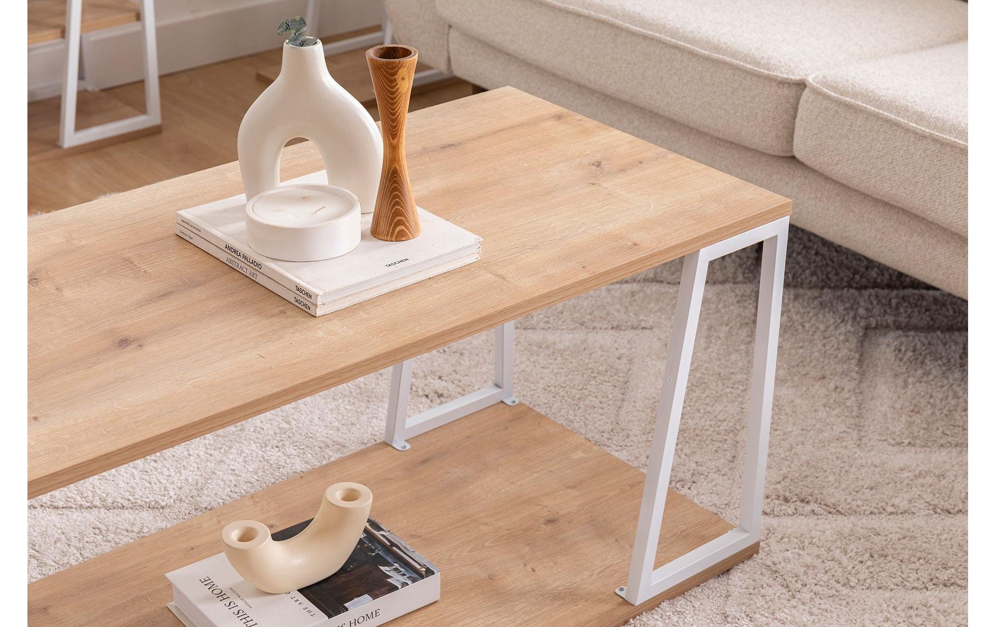 Couchtisch Lissa 120 x 48.6 cm, Braun/Weiss<br>Sofatisch