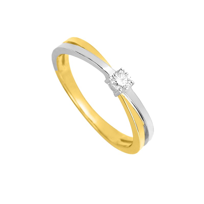 Bague Femme - Or 18 Carats - Diamant 0,1 Carats
