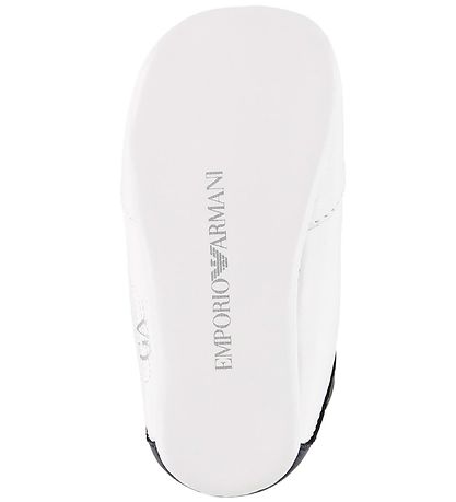 Emporio Armani Leder-Krabbelschuhe - Weiß m. Hellblau