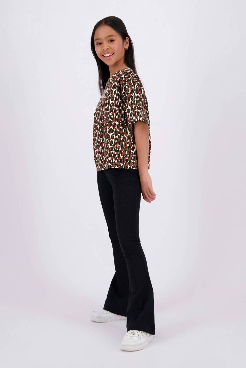 Raizzed T-shirt Farah met panterprint bruin/beige