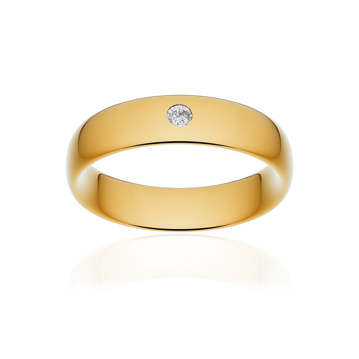 Alliance or 375 jaune poli ruban confort 5,5mm diamant brillant