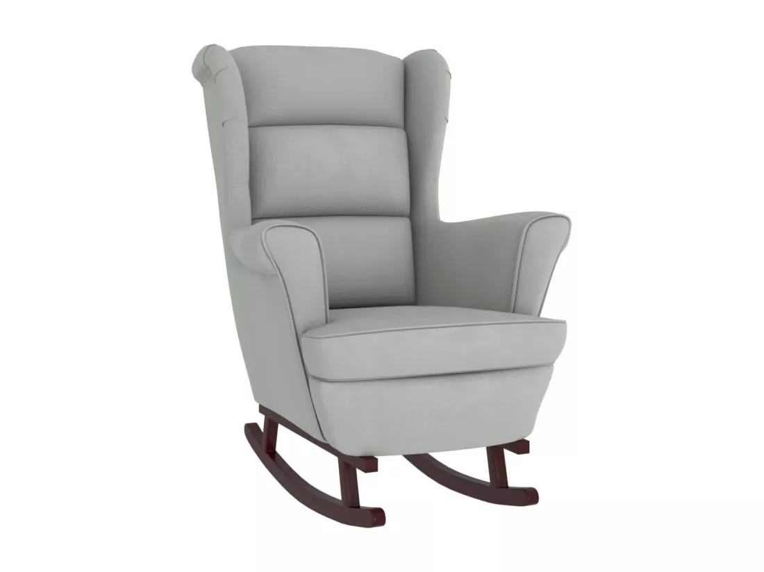 Fauteuil à bascule et pieds en bois d'hévéa Gris clair Velours