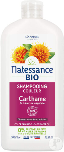 Natessance Shampoing Cheveux Colorés Carthame Bio Flacon 500ml