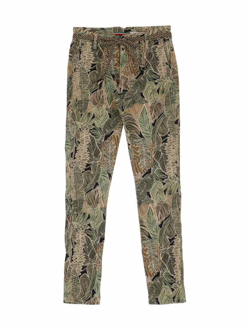 PLEASE PANTALON CHINO COTON STRETCH IMPRIMÉ NACRE DE PERLE