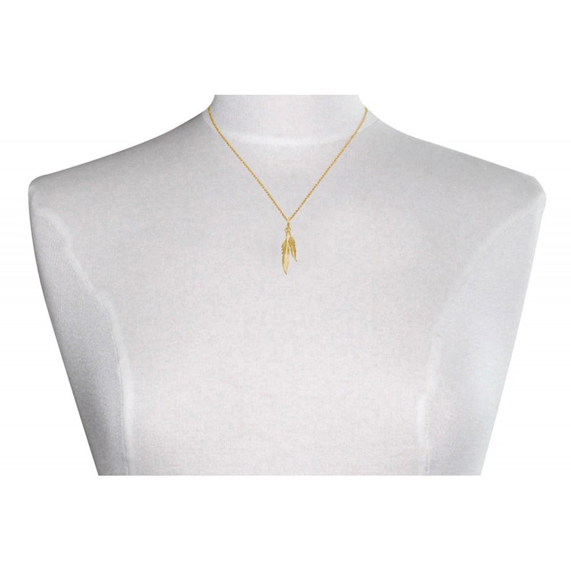 Collier Argent Doré Deux Plumes