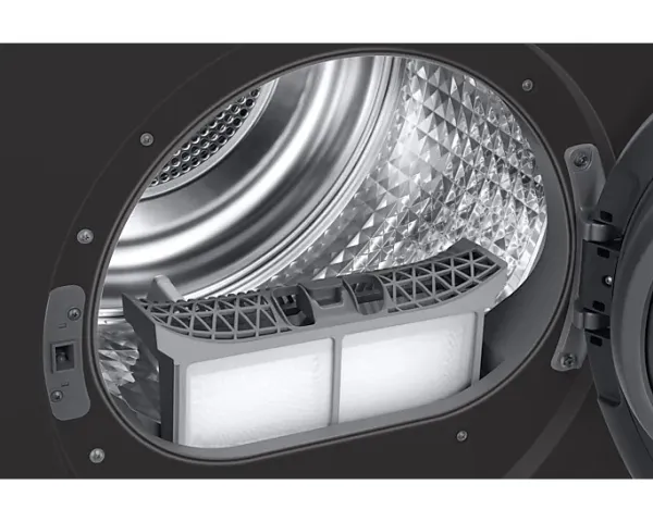Samsung DV6000T, Fritstående, Front-læsning, Varmepumpe, Sølv, Sort, 115 L