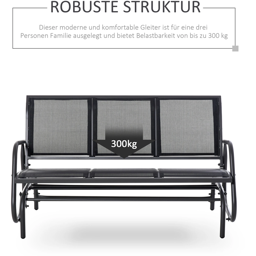 Outsunny Schaukelbank 3-Sitzer schwarz