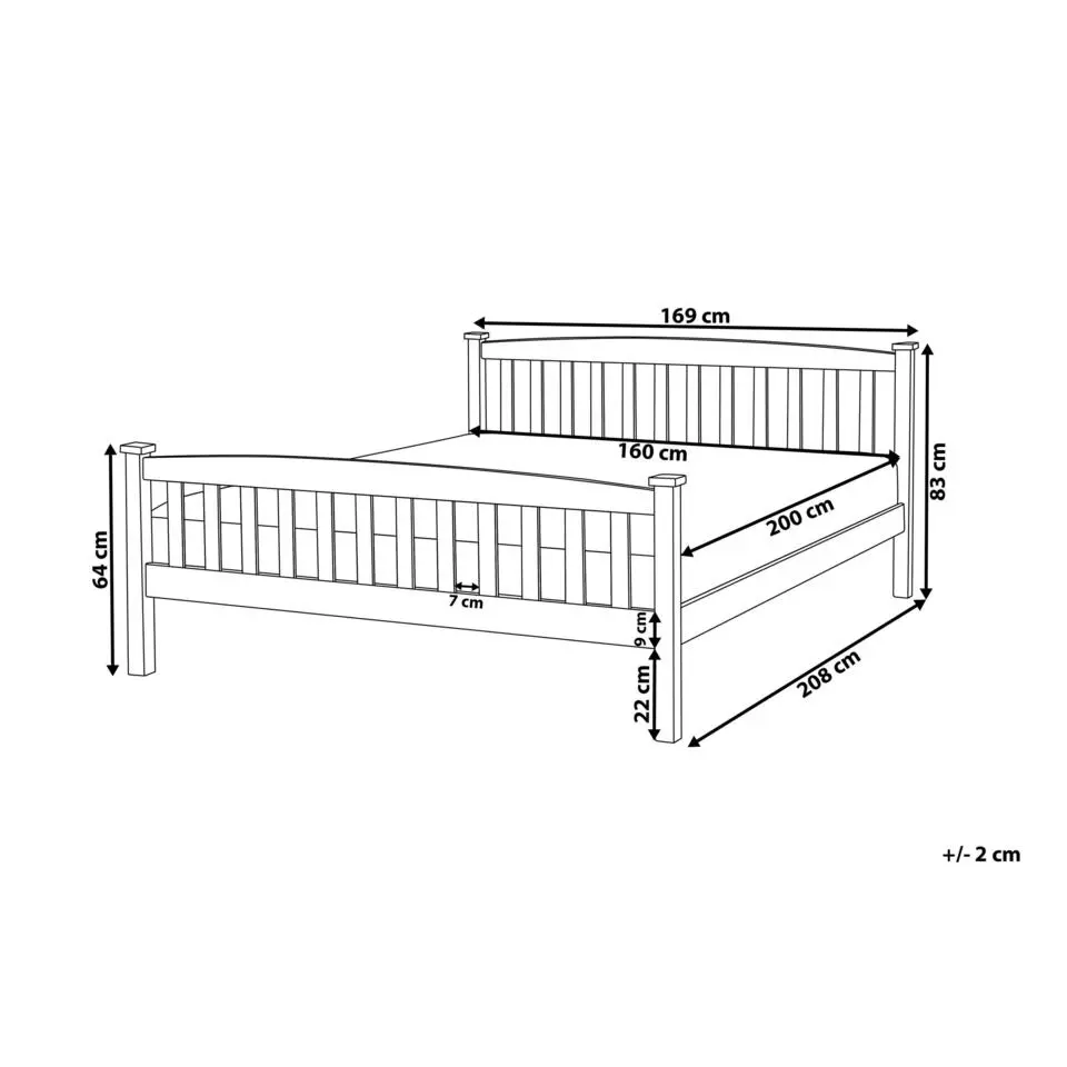 GIVERNY - Bed - Lichthout - 160 x 200 cm - Dennenhout