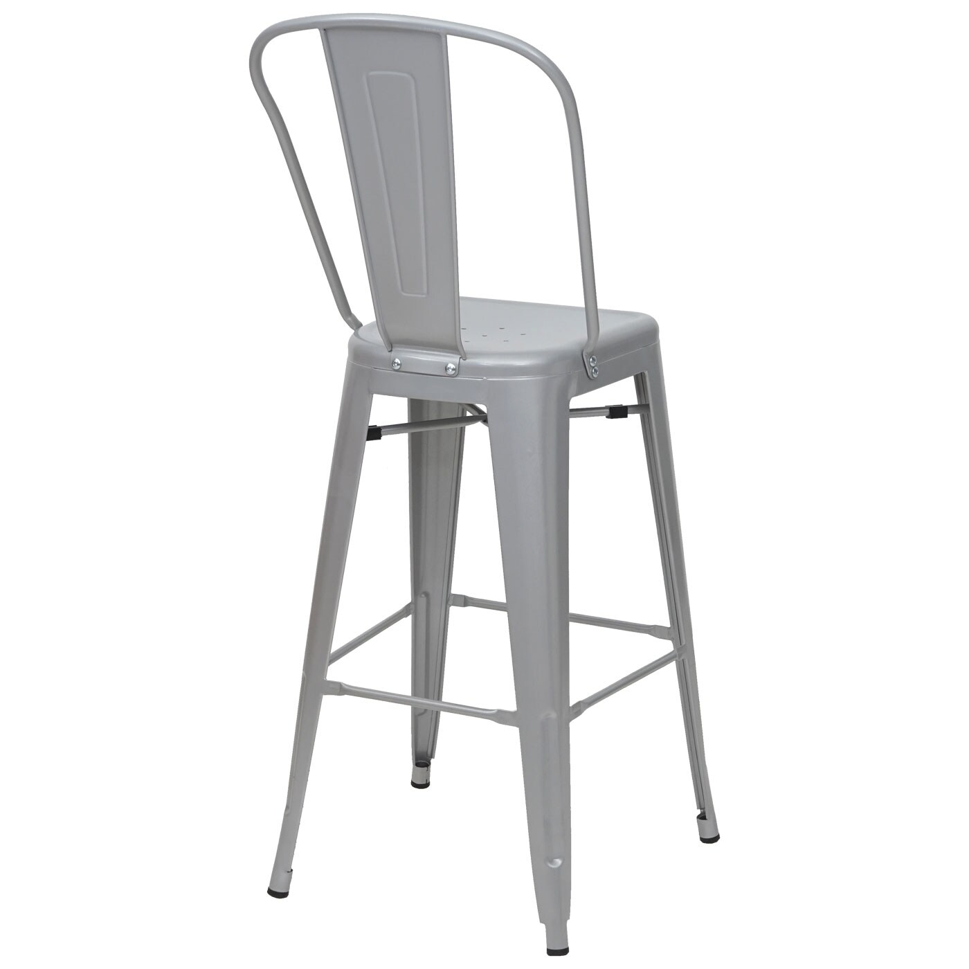 4er-Set Barhocker MCW-A73, Barstuhl Tresenhocker mit Lehne, Metall Industriedesign ~ grau