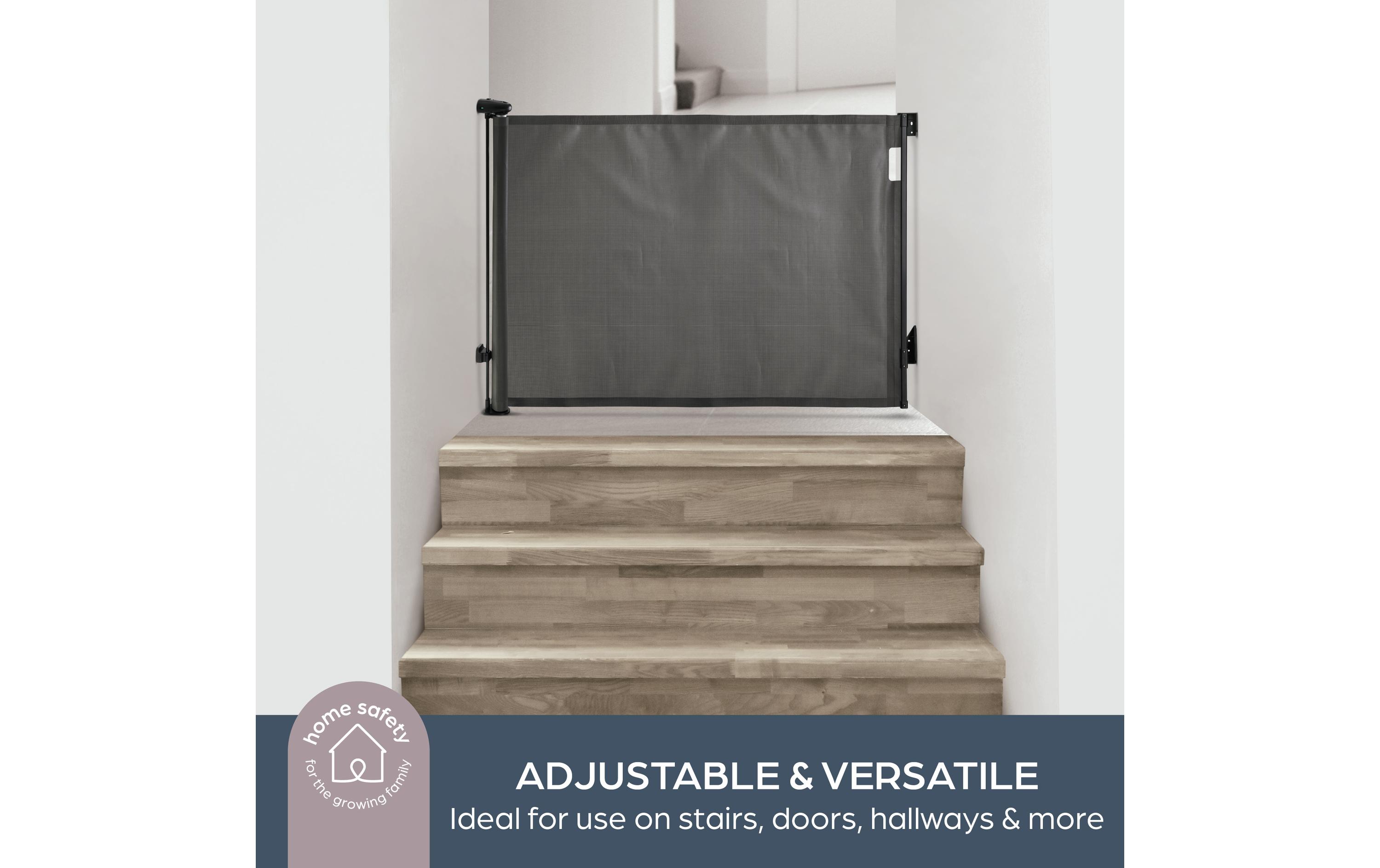 Türschutzgitter Glide n Hide 60 cm - 140 cm SchwarzEinziehbares Türschutzgitter zum Anschrauben